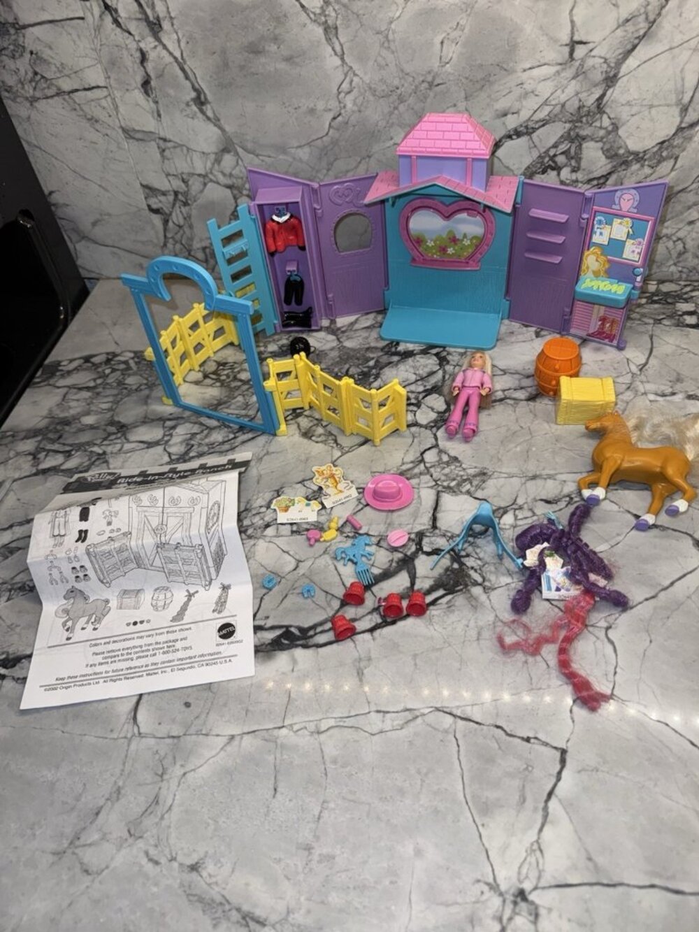 VTG Polly Pocket Ride in Style Horse Barn Stable Complete Set Dolls Accessories